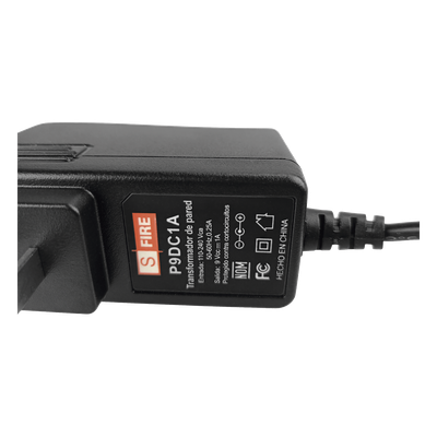 SFIRE - Fuente de Poder Regulada / 9 Vcc / 1 A / Entrada Universal 100-240 Vca / Protección contra Sobretensiones / Certificación NOM