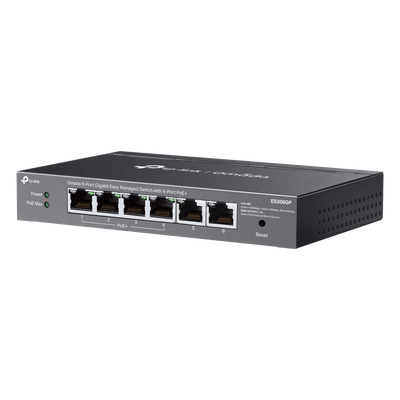 TP-LINK - Switch Gigabit / 6 Puertos / 4 PoE+ 65W / Gestión Cloud SDN / Fanless / Alcance PoE 250 m (820.2 ft) / QoS y VLAN