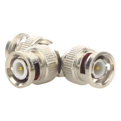 EPCOM TITANIUM - Adaptador Coaxial Tipo T / Triple BNC Macho / 75 Ohm / RG-59 y RG-6 / Níquel y Oro / 39.9 mm de Longitud