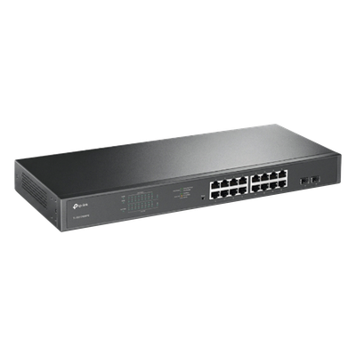 TP-LINK - Switch PoE / 16 Puertos Gigabit / 2 SFP / 192W / 34 VLANs / 23.8 Mpps