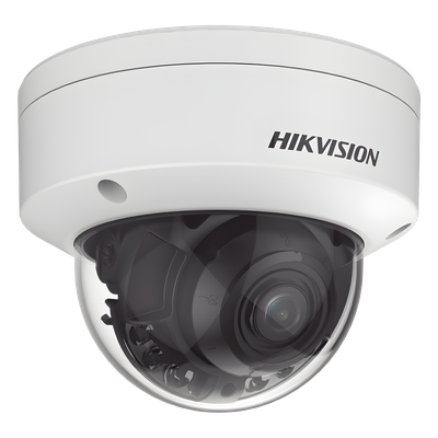 HIKVISION - Domo IP / 4 MP / Lente Varifocal 3.6-9 mm / IR 40 m (131 ft) + Luz Blanca 40 m (131 ft) / WDR 130 dB / IP67 / IK10 / AcuSense / MicroSD 512 GB / PoE