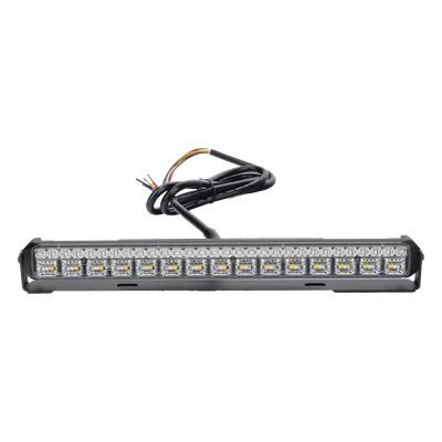 SIGNALPRO - Luz Auxiliar LED / 45 LEDs Tricolor / 11.42" / Lente Transparente / SAE / 12-24 VDC / Halo Rojo