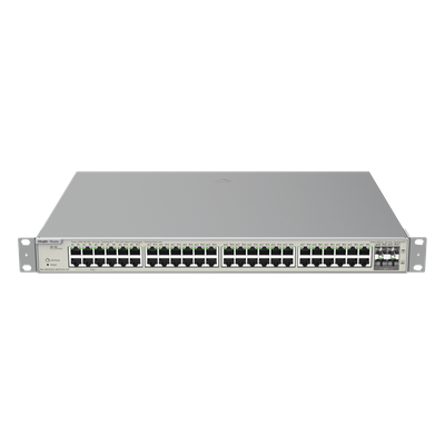 RUIJIE - Switch Administrable Capa 3 / 48 Puertos Gigabit PoE+ / 4 SFP+ 10Gb / 176 Gb/s / 740W PoE / Protección 6 kV