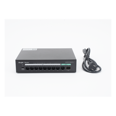 RUIJIE - Switch PoE+ / 8 Puertos Gigabit / 2 Uplink GE+SFP / 120W / Sin Ventilador / 20 Gbps / 4 kV