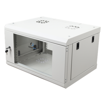 LINKEDPRO - Gabinete de Pared 6U / 19" / Profundidad 455 mm (1.49 ft) / Cristal Templado / Carga 80 kg / Acero Reforzado