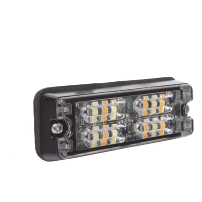 ECCO - Luz de Advertencia LED de Montaje en Superficie / 16 LED / Ámbar/Blanco / 36 Patrones Programables / IP67 / 0.5 Pulgadas de Profundidad