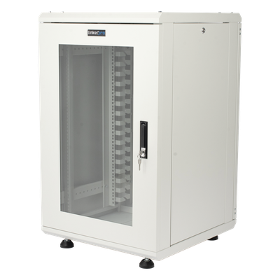 LINKEDPRO - Gabinete Rackeable / 18U / 19 in / Puerta Cristal / Carga 750 Kg / 600x605x930 mm (23.6x23.8x36.6 in) / 3.05 ft Alto