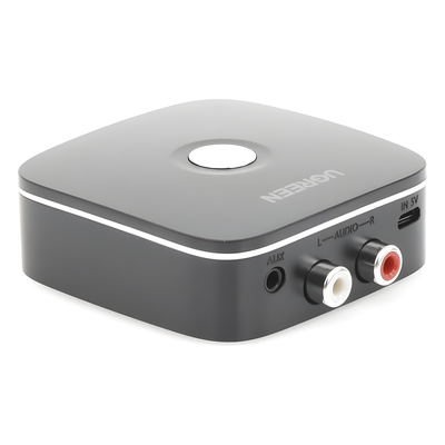 UGREEN - Receptor de Audio Bluetooth / Bluetooth 5.0 con EDR / Salida Dual 3.5mm y RCA / Alcance 10 m (32.8 ft) / 8 Horas de Batería / Reconexión Automática