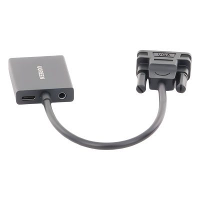 UGREEN - Adaptador VGA a HDMI / 1080P@60Hz / Audio 3.5mm / USB-C 5V / Cable 15cm (5.91 pulgadas) / 28AWG