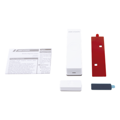 HIKVISION - Contacto Magnético Inalámbrico / Comunicación Bidireccional 433 MHz / Alcance 800 m (2624.7 ft) / Detección de Apertura Puertas y Ventanas / Batería 2 Años / LED Indicador