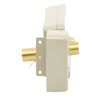 ACCESSPRO - Cerradura Eléctrica con Botón de Salida / Doble Cerrojo / 12 VCA 2.5 A / Pulsos de 2 Seg / Exterior Izquierda