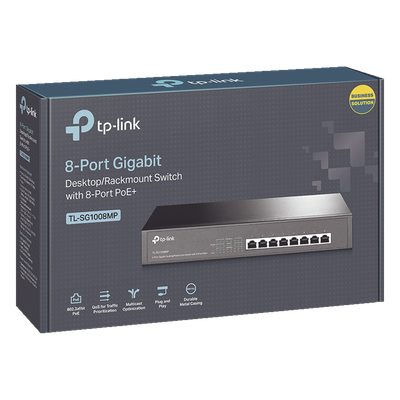 TP-LINK - Switch PoE+ / 8 Puertos Gigabit / 126W Total / 30W por Puerto / Escritorio o Rack