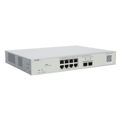 RUIJIE - Switch PoE+ Multi-Gigabit / 8 Puertos 2.5G / 2 Uplink SFP+ 10G / Capa 2 / 240W PoE / 80 Gbps / Cloud Administrable