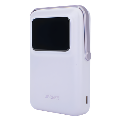 UGREEN - Power Bank Inalámbrico / 10000 mAh / Carga Inalámbrica 7.5W / PD 20W USB-C / Pantalla TFT con Emojis / Soporte Plegable / MagSafe Compatible