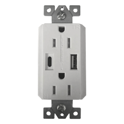 THORSMAN - Contacto Dúplex / 15 A / 100-240 V / USB-A y USB-C / 5 V 4 A / Placa Incluida