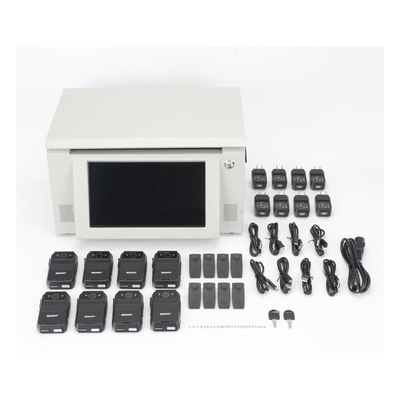 EPCOM - Kit Estación de Descarga para Bodycam / 8 Unidades / Pantalla Táctil 12 Pulgadas / Almacenamiento 36 TB / Ethernet FTP / 4G / 4K UHD
