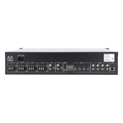 HIKVISION - Amplificador de Red / 4 Zonas 250W / Salida 100V/70V / Bluetooth 5.0 / Entrada de Alarma / Síntesis de Voz TTS