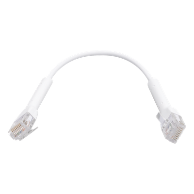 UBIQUITI - Cable Patch Ethernet Cat6 / 22 cm (0.72 ft) / Conector RJ45 Flexible / Diámetro 5.5 mm / 10 Gbps / Blanco