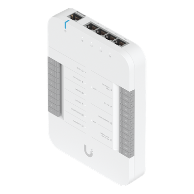 UBIQUITI - Controlador de Acceso IP / 2 Lectores / 2 Cámaras / 5 Puertos Gigabit / PoE++ 802.3bt / 4 Entradas de Sensor / 2 Terminales AUX