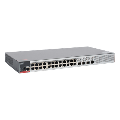 RUIJIE - Switch PoE+ / 24 Puertos Gigabit / 4 Uplink SFP 2.5G / 370W PoE / 68 Gbps / 10 kV Surge / 1.72 in