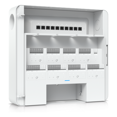 UBIQUITI - Concentrador de Acceso Empresarial / Control de 8 Puertas / 8 Puertos PoE / Respaldo de Batería 32-48 VCC / Carcasa de Acero y Policarbonato