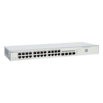 RUIJIE - Switch Administrable L2 / 24 Puertos Gigabit / 4 SFP 1G / 56 Gbps / Sin Ventilador / Protección 6 kV