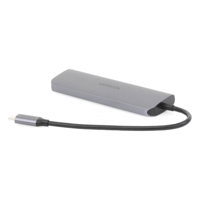 UGREEN - HUB USB-C Multipuertos / HDMI 4K@30Hz  / 3 Puertos USB-A 3.0 / Lector Tarjeta SD+TF (Uso Simultáneo) / 6 en 1 / Carcasa de Aluminio.
