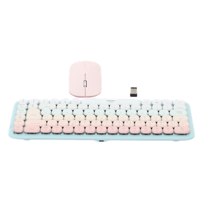 UGREEN - Paquete de Teclado y Mouse | 85 teclas en Español | Bluetooth y 2.4GHz |  Mouse Ambidiestro  | Sensor de DPI ajustable | Efectos de Iluminación del Teclado | Amplia compatibilidad | Color Rosa.