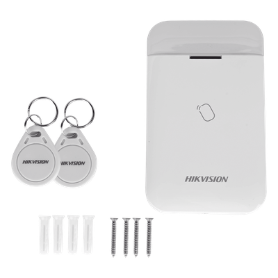 HIKVISION - Lector de Tag Inalámbrico / Armado y Desarmado por Proximidad / 2 Tags Incluidos / Alimentación 3x AA / Compatible AX PRO