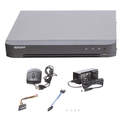 EPCOM PROFESSIONAL - DVR TurboHD / 4 Canales + 2 IP / 5 Megapixel Lite / AcuSense / Audio por Coaxitron / 1 Bahía HDD 10 TB / Salida Full HD