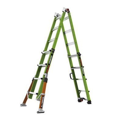 LITTLE GIANT LADDER SYSTEMS - Escalera Multi-Posiciones / 6.7 m (22') / Suelos Inclinados / Bloqueo Rápido / Almohadilla Giratoria / Ruedas Tip Glide