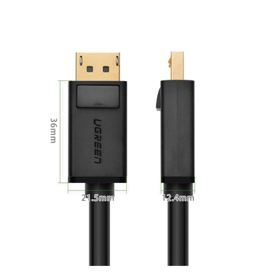 UGREEN - Cable DisplayPort 1.2 / 5 m (16.40 ft) / 4K@60Hz / 2K@144Hz / 28AWG OFC / Triple Blindaje / Botón de Liberación
