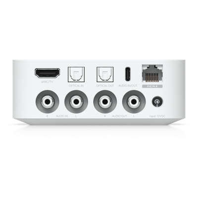 UBIQUITI - Streamer de Audio en Red / Multi-Zona hasta 32 Dispositivos / Wi-Fi 6 / PoE o 12 VCC / HDMI eARC / RCA / Óptico / USB-C / AirPlay / Spotify Connect