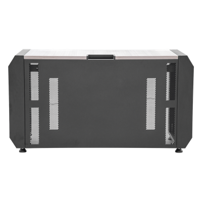EPCOM INDUSTRIAL - Consola Profesional para Monitoreo y Cómputo / Acero Laminado y Madera / Ranura para Base de Monitores / Tomacorriente 15A / Iluminación LED / 1.64 ft (0.5 m) de Profundidad
