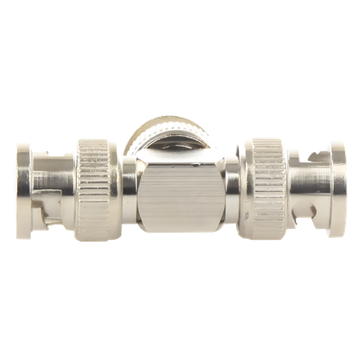 EPCOM TITANIUM - Adaptador Coaxial Tipo T / Triple BNC Macho / 75 Ohm / RG-59 y RG-6 / Níquel y Oro / 39.9 mm de Longitud