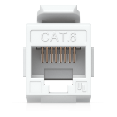 UBIQUITI - Acoplador Keystone / Cat6 Pass-Through / 10 Gbps / PoE / Snap-In / Paquete 12 Unidades