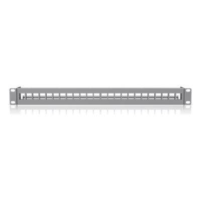 UBIQUITI - Panel Patch Keystone / 24 Puertos / 1U Rack 19" / Barra Gestión Cables / Acero SPCC / 17.4 x 2.5 x 1.7'