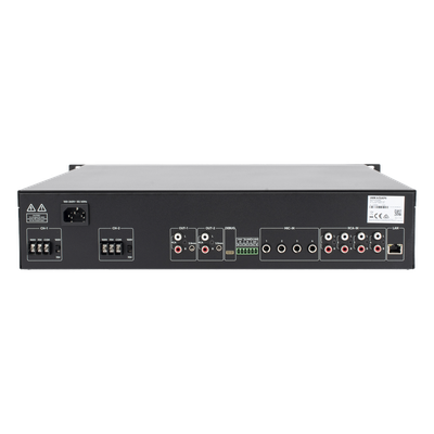 HIKVISION - Amplificador de Red / 2 Zonas 250W / Salida 100V/70V / Bluetooth 5.0 / Entrada de Alarma / Control por Software
