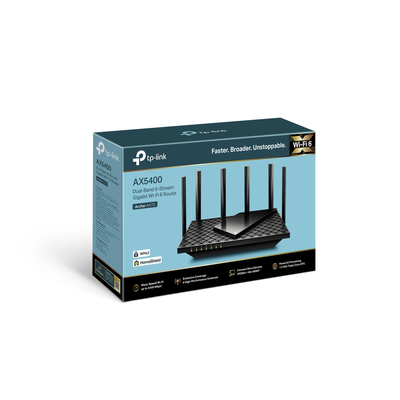 TP-LINK - Router Wi-Fi 6 / AX5400 / Dual Banda / 6 Antenas de Alta Potencia / 4 Puertos LAN Gigabit / USB 3.0 / Administración Remota
