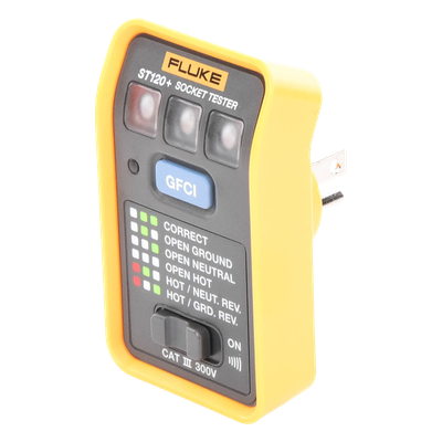 FLUKE - Probador de Tomacorriente / GFCI y Estándar / Señal Acústica / 6 Estados de Cableado / CAT III 300V / LEDs de Alto Brillo