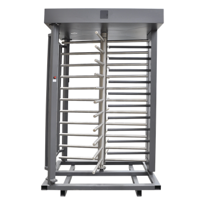 ACCESSPRO - Torniquete de Cuerpo Completo / 4 Ejes de Seguridad / Rotación 90° / Paso 25 Personas/min / Emergencia 40 Personas/min / Interior/Exterior con Techo / 110 VCA / Acero Inoxidable con Pintura Gris
