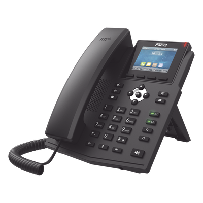 FANVIL - Teléfono IP empresarial para 4 líneas SIP con pantalla LCD de 2.8 pulgadas a color, puertos Gigabit, IPv6, Opus y conferencia de 3 vías, PoE