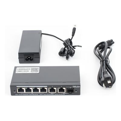 RUIJIE - Switch Administrable Cloud / 6 Puertos Gigabit / 4 PoE+ 54W / 1 SFP / 12 Gb/s / Sin Ventilador