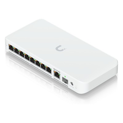 UBIQUITI - Switch PoE++ / 8 Puertos 2.5GbE / 1 Puerto 10GbE RJ45/SFP+ / 76W PoE / 30Gbps / 6.99 × 3.91 × 1.10 pulgadas
