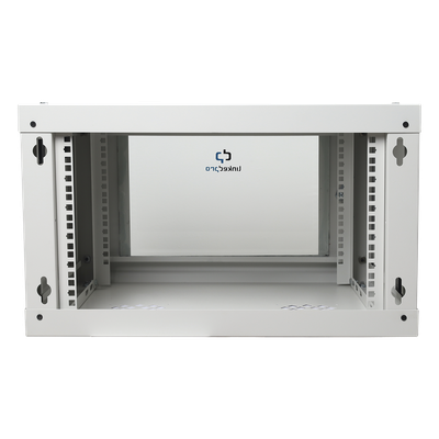 LINKEDPRO - Gabinete de Pared 6U / 19" / Profundidad 455 mm (1.49 ft) / Cristal Templado / Carga 80 kg / Acero Reforzado