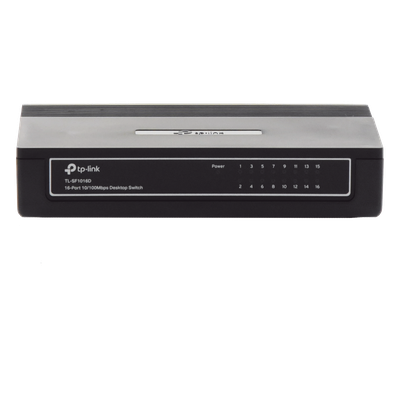 TP-LINK - Switch de escritorio / 16 puertos RJ45 / 10/100 Mbps / Sin ventilador / 7.9 x 5.6 x 1.6 in