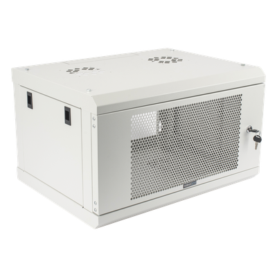 LINKEDPRO - Gabinete de Pared / 6U / 19" / Profundidad 455 mm (1.49 ft) / Carga 80 kg / Acero Reforzado / Puerta Perforada / Color Blanco