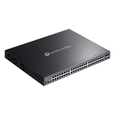 TP-LINK - Switch Lite L3 Gestionable Apilable / 48 Puertos Gigabit PoE++ / 4 Slots 10G SFP+ / Presupuesto PoE 770W / Fast PoE y Perpetual PoE / Apilamiento Físico de 4 Unidades / L3: RIP, OSPF, VRRP / Gestión Cloud Omada SDN