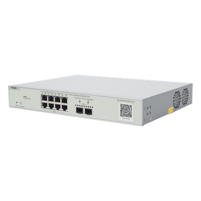 RUIJIE - Switch PoE+ Multi-Gigabit / 8 Puertos 2.5G / 2 Uplink SFP+ 10G / Capa 2 / 240W PoE / 80 Gbps / Cloud Administrable