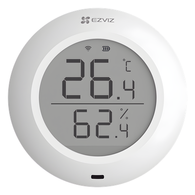 EZVIZ - Sensor de Temperatura y Humedad / Zigbee 2.4GHz / Pantalla LCD / Batería CR2450 3V / -10°C a +60°C / 5.28 x 2.03 in